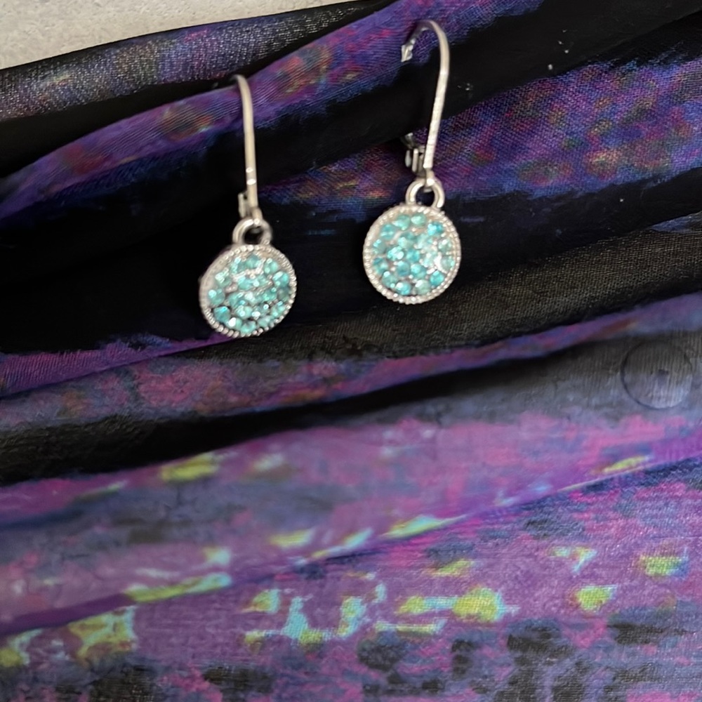 Blue sparkly drop earrings